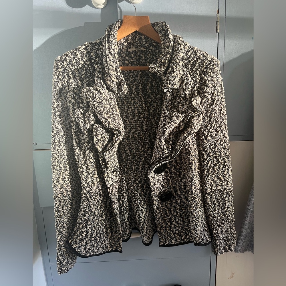 Women's Black and White Textured Jacket